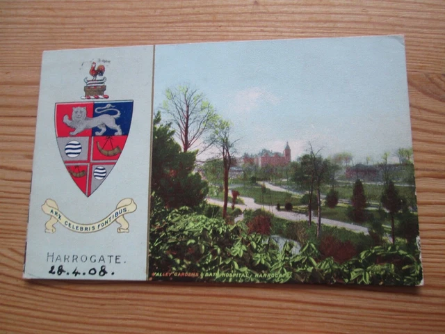 POSTCARD OF VALLEY Gardens & Bath Hospital, Harrogate (Coat of Arms ...