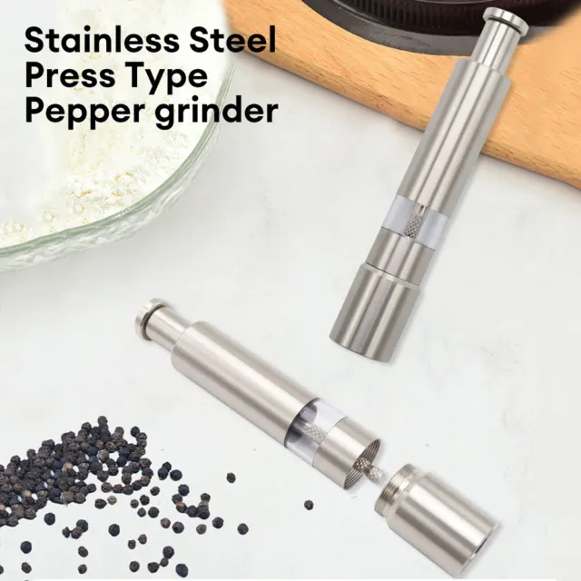 Manual Salt Pepper Grinder Thumb Push Pepper Mill Stainless Steel Spice Grinder
