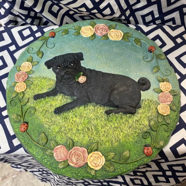 Danbury Mint Pug With Rose Stepping Stone