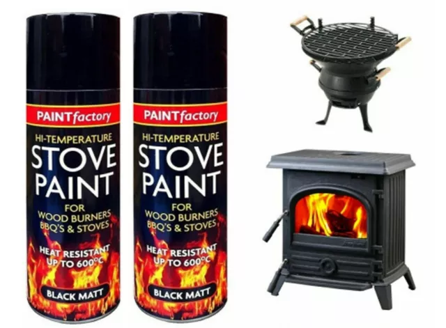 400ml Hi Temperature Matt Black Paint Spray BBQ Stove Heat Resistant Up to 600°C