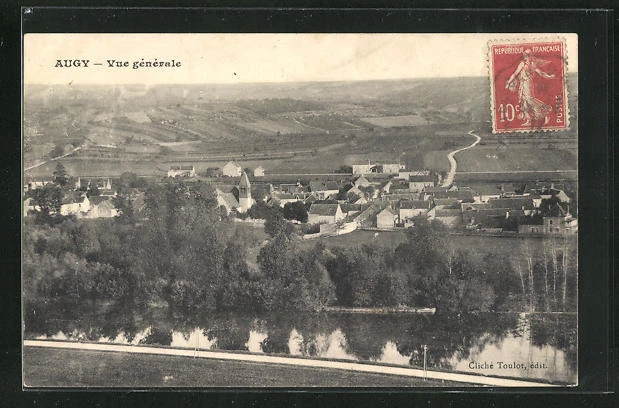 CPA AUGY, VUE générale auf l'Église, Häuser, Wasser et Umgebung EUR 2 ...
