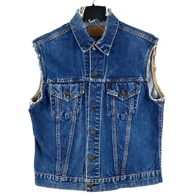 Vintage Levi's Big E Red Tab Dark Wash Distressed Denim Vest (See Dimension) B42