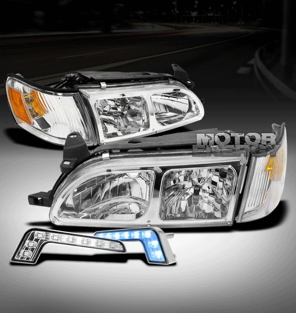 9397 TOYOTA COROLLA Dx Crystal Head Lights+Corner+Blue Led Drl Daytime