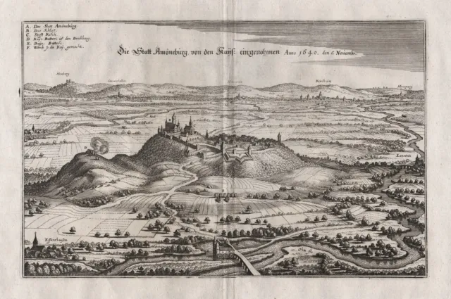 Amöneberg Lk Marburg-Biedenkopf Belagerung Hessen Grabado Merian 1650