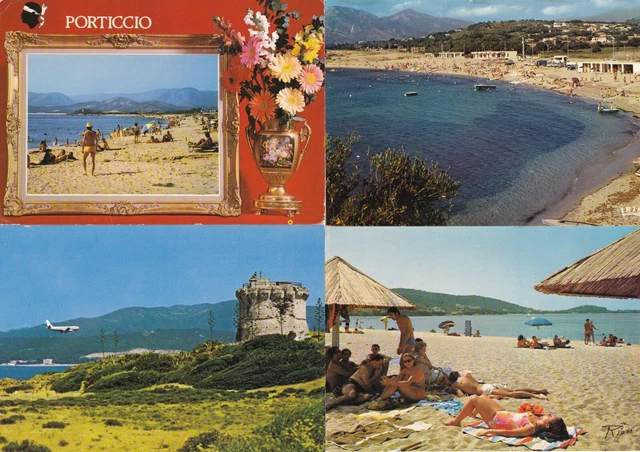Lot de 4 cartes postales postcards 10x15cm PORTICCIO CORSE