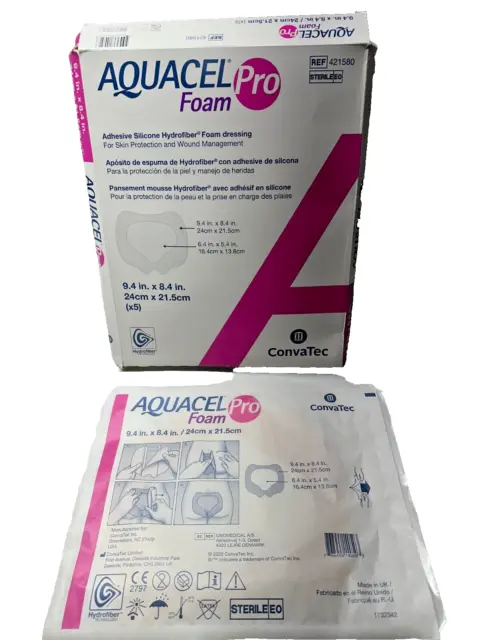 2 BOXES Aquacel Pro Foam (X10 UNITS ) - #421580 Dressing 9.4" x 8.4" EXP: 2027