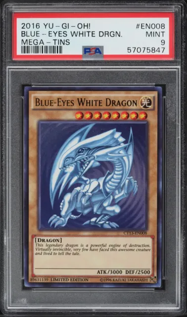 PSA 9 Mint - Blue-Eyes White Dragon CT13-EN008 Limited Edition Ultra Rare YuGiOh