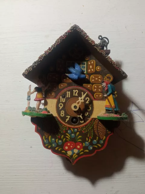 Pequeño Reloj  De Pared Mecanico Años 70