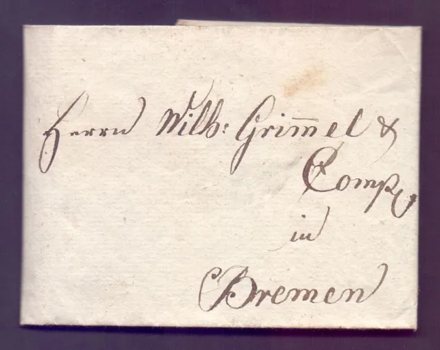 Markenloser Vorphilabrief 1807 nach Bremen mit Inhalt (424)