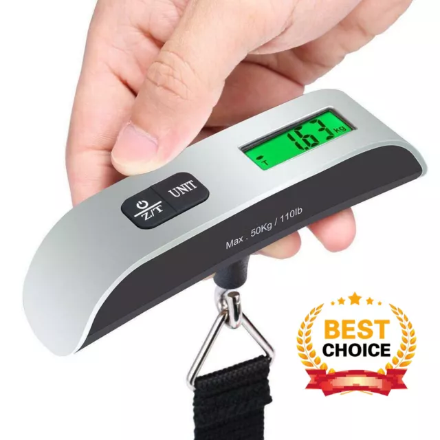 50Kg Digital Luggage Scale FAST Portable Electronic LCD Suitcase Hand-Grip