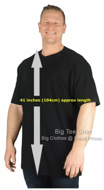 Big Mens Black BTS Henry Extra Long Grandad Shirt 2XL 3XL 4XL 5XL 6XL 7XL 8XL