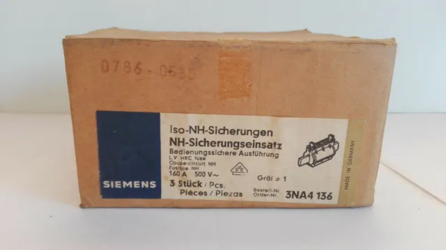 Siemens 3 Pièce Nh-Fusible Type: 3NA4 136/160A, 500V / Neuf/Emballage