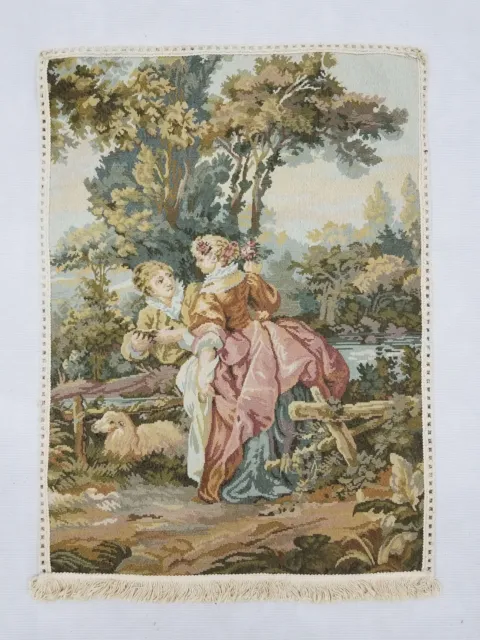 Vintage French Couple Scene Wall Hanging Tapestry 68x50cm