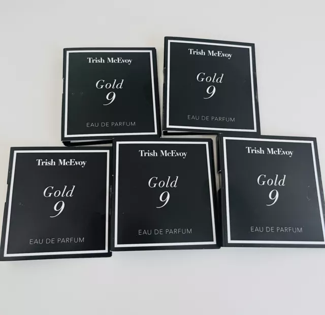 5 x Trish McEvoy Gold 9 EAU DE PARFUM Spray 2 ML each SAMPLE card