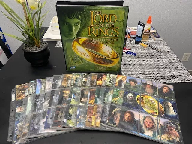 2001 Topps LOTR The Fellowship of the Ring COMPLETE SETS 1 and 2 & BINDER