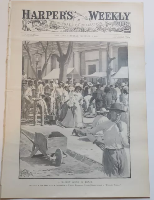 Harper's Weekly 12/3/1898,Spanish American War,Cuba,Manila,A Frost Drawings,Ads