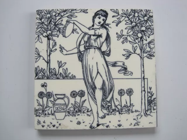 Antique 6" Wedgwood Classical Musicians In The Orange Grove Tile #1 - C1880