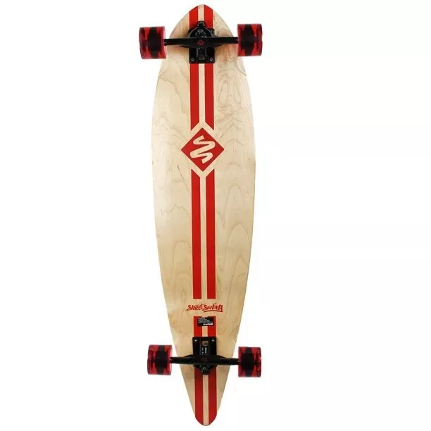 Street Surfing Longboard Complete Retro Stripe Red Pintail 9.6" x 40" Neu black