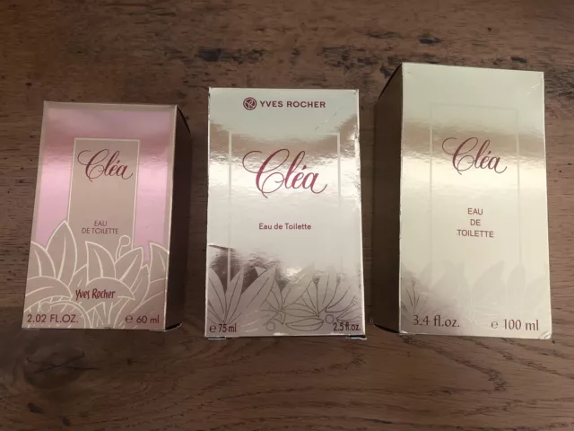 LOT DE 3 CLÉA 100 Ml, 75 Ml Et 60 ml YVES ROCHER Eau De Toilette Avec Boîte