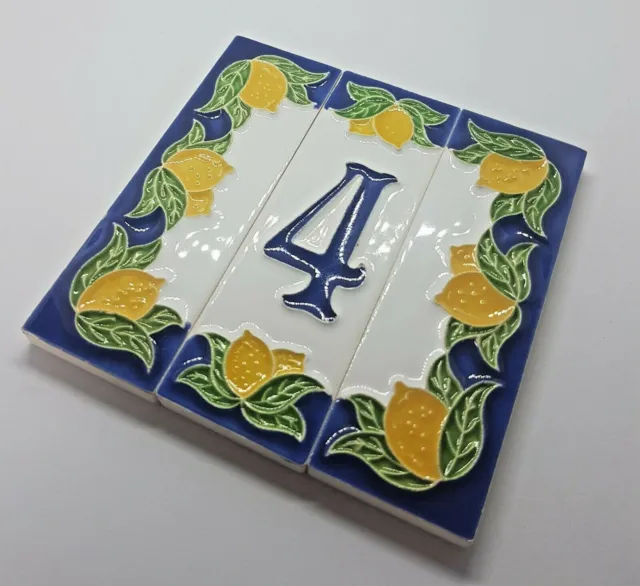 Authentic 10 x 3.4 cm Italian Handmade Lemon Ceramic Number & Letter Tiles