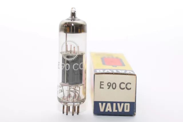 Valvo / Philips E90CC, Radio-Röhre, Vacuum Tube, White Print, Ring-Getter, NOS