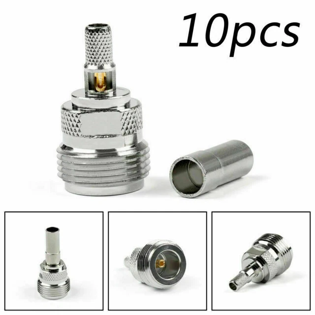 10Pcs N Female Jack Crimp Connettore RG58 RG142 LMR195 RG400 Cavo New