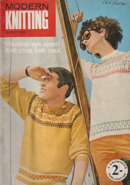 Knitmaster Modern Knitting Mag Aug 68~Retro Machine Knitting~Contents Pictured