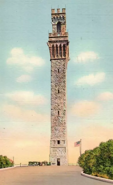 Vintage Linen Postcard Pilgrim Memorial Monument Provincetown Cape Cod MA