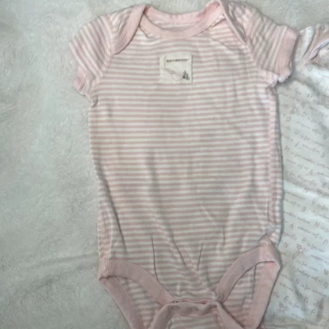 Lot Of 3-Burts Bees Organic 0-3 Mo. Baby Girl Bodysuits Pink organic cotton EUC 2