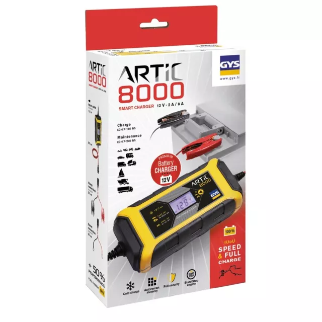 GYS Artic 8000 029590 Automatico Caricabatteria 12V Conservazione Della Carica