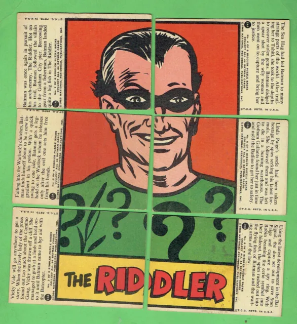 #D439.    Scanlens 1966  Batman Red Bat Cards - Riddler  Puzzle Backs #11 - 16