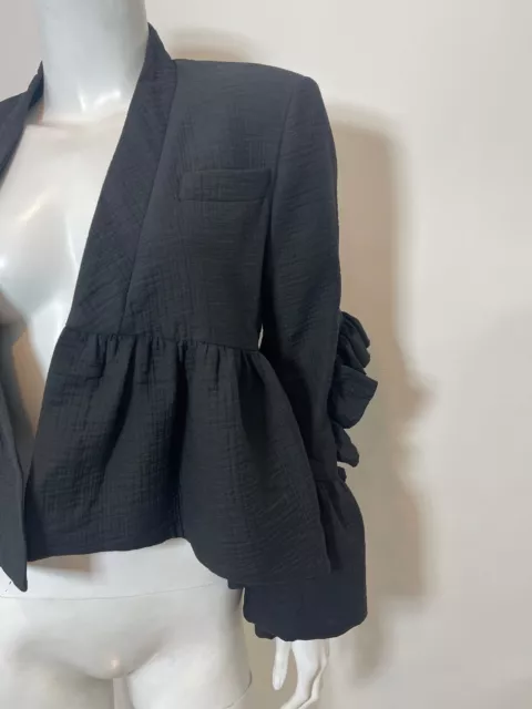 RACHEL COMEY Frida Ruffled Cutout Sleeve Blazer in Black Size 6 3