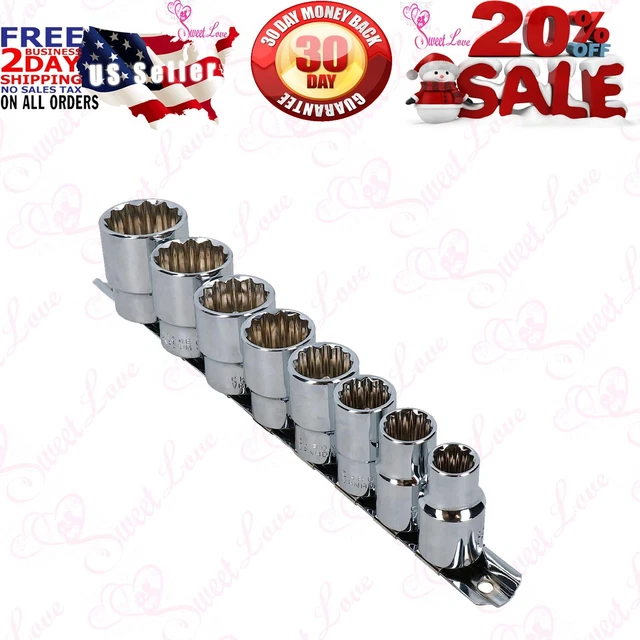 1/2 Drive Socket British Whitworth BSW Imperial Sizes 8Pc Shallow Set TE079 B... 1/2 Drive Socket British Whitworth BSW Imperial Sizes 8Pc Shallow Set TE079 B...