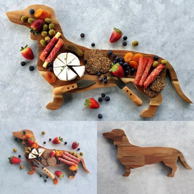 Wooden Appetizer Board Funny Dachshund Shape Dried Fruits Storage Trays Home Use 3