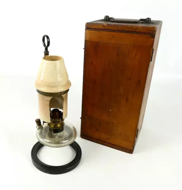 Vintage microscope lamp with case c1880       #4222