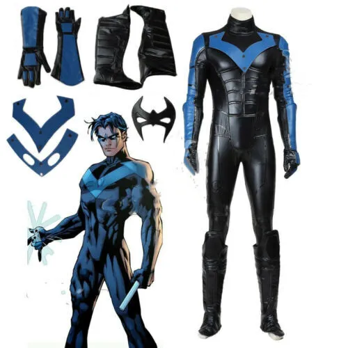 Arkham City Night Wing Cosplay Costume "Dick" Grayson Jumpsuit Customized New/