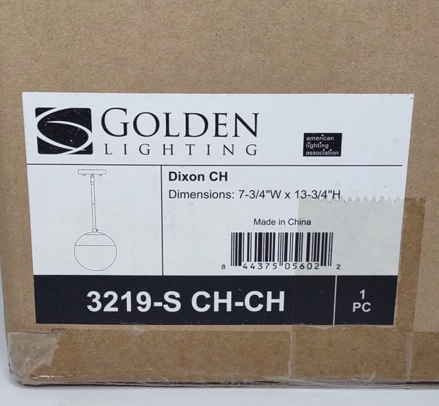 Golden Lighting Dixon 1-Light Chrome with Opal Glass and Chrome Cap Mini Pendant