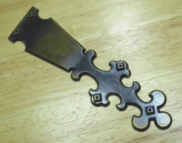 Dummy Hinge 6 3/8" Gothic 3D Decorative Strap Antiqued Brass Finish NOS