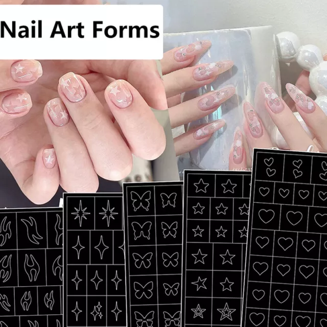 Nail Art Form French Stencil Inkjet Template Nail Stickers Manicure DIY Salon