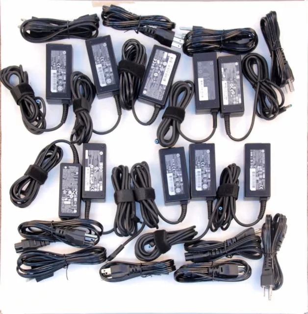 Lot of 10 Genuine HP 45W 4.5mm blue tip AC Adapter Charger Wholesale