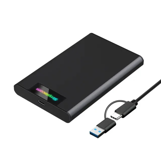 Simplecom SE239 Tool-free 2.5" SATA HDD SSD to USB-C Enclosure with RGB Lights U