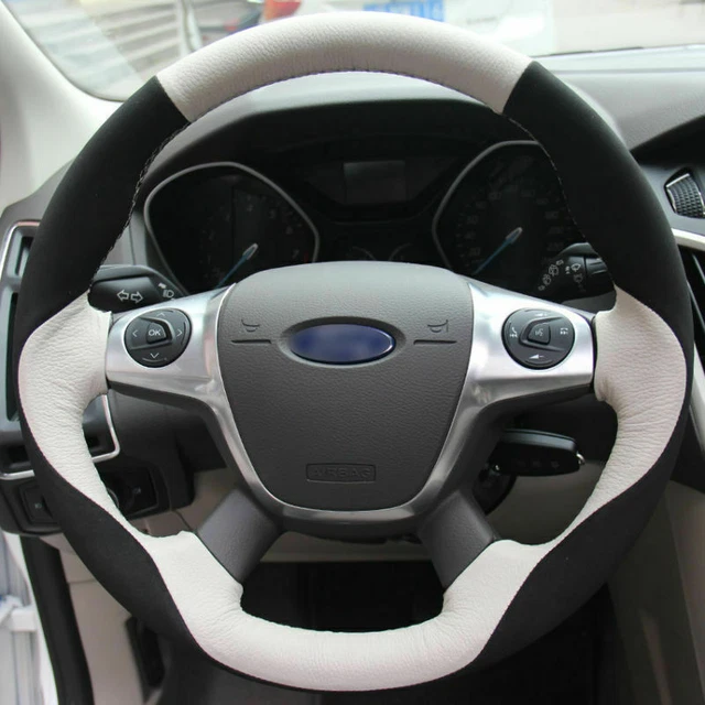 Hand-Sewing Steering Wheel Wrap Cover Black Perforated Leather Wrap