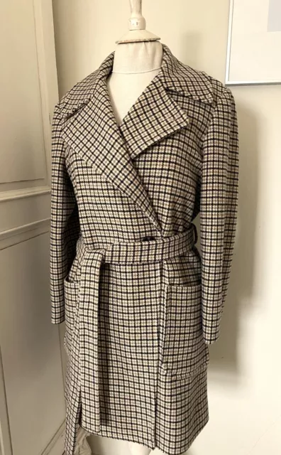 OTHER STORIES Wool Blend Check Coat. Size S M. Beige 45.00