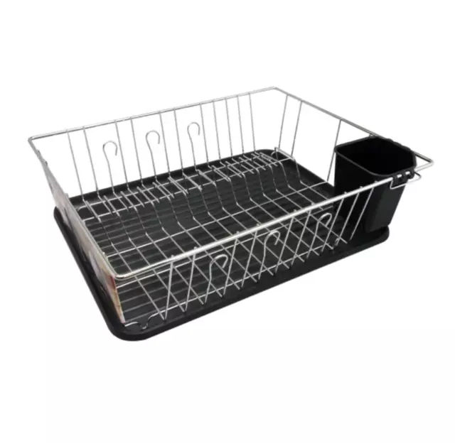Better Chef Dish Rack With Draining Tray, 22", Chrome/Black