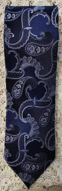 ERMENEGILDO ZEGNA Men's Multi Blue Shades Paisley Luxury Silk Tie Italy W: 3.5"