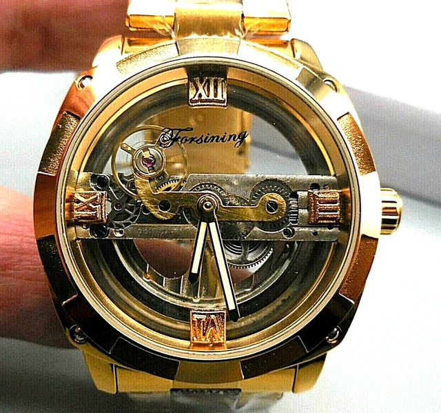 Montre Squelette Automatique LIGE DREAM - Cadran Bleu, Boîtier 46 Mm - Cuir Bleu - Neuve