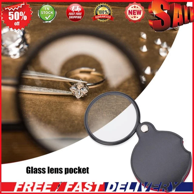 Foldable Magnifying Glass Reading Monocle 6X Pocket Magnifier with Leather Case