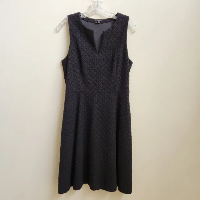 Theory Dress Women's 10 ~ Eyelet A-Line Black Cotton Side Zip Sleeveless V Neck.