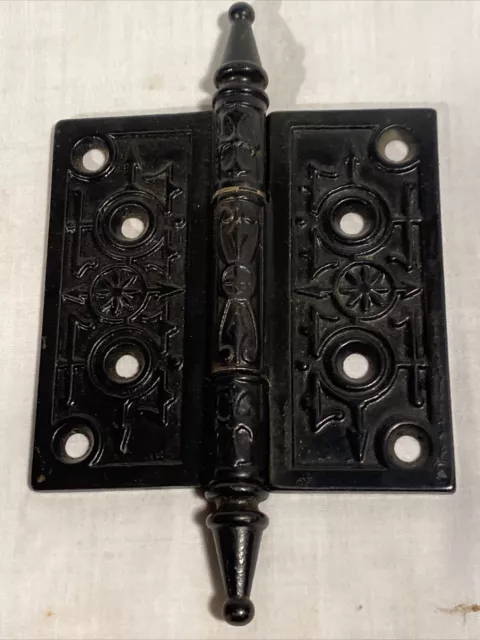 Antique Cast Door Hinge Steeple SINGLE ONLY Ornate Black 4x4 Barn Find