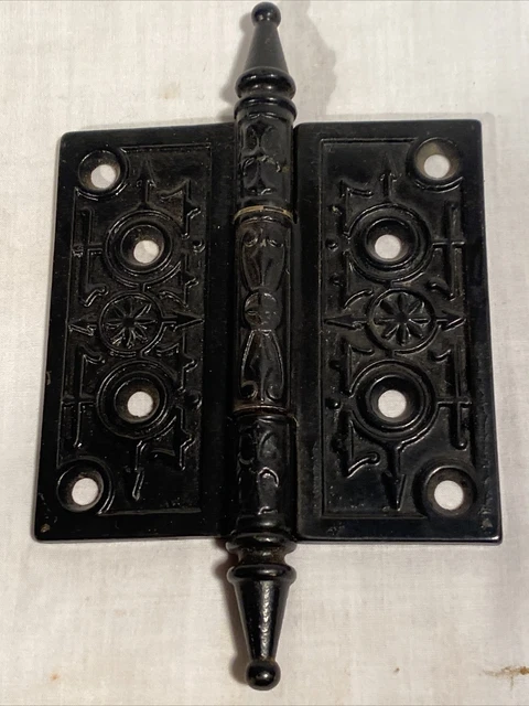 Antique Cast Door Hinge Steeple SINGLE ONLY Ornate Black 4x4 Barn Find